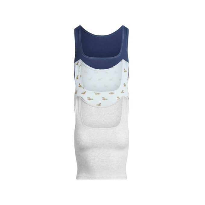 BOMULDSRIBBE TANKTOP MED 3 STK.