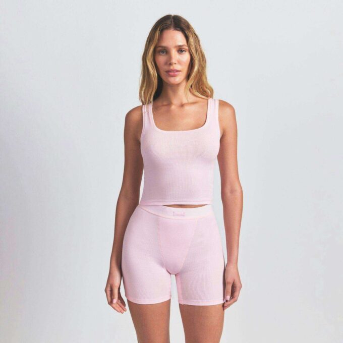 BOMULDSRIBBE TANKTOP MED 3 STK.