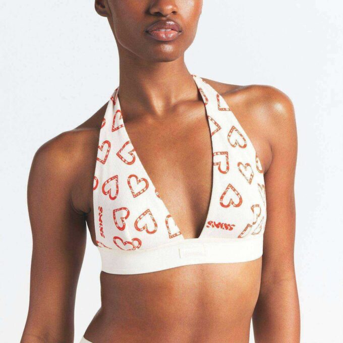 BOMULDSRIBBEDE HALTER-BRALETTE