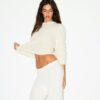 BØRSTET ALPACA-TRØJE MED CREWNECK-HALS