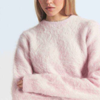 BØRSTET ALPACA-TRØJE MED CREWNECK-HALS