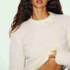 BØRSTET ALPACA-TRØJE MED CREWNECK-HALS