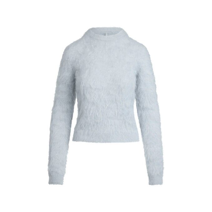 BØRSTET ALPACA-TRØJE MED CREWNECK-HALS