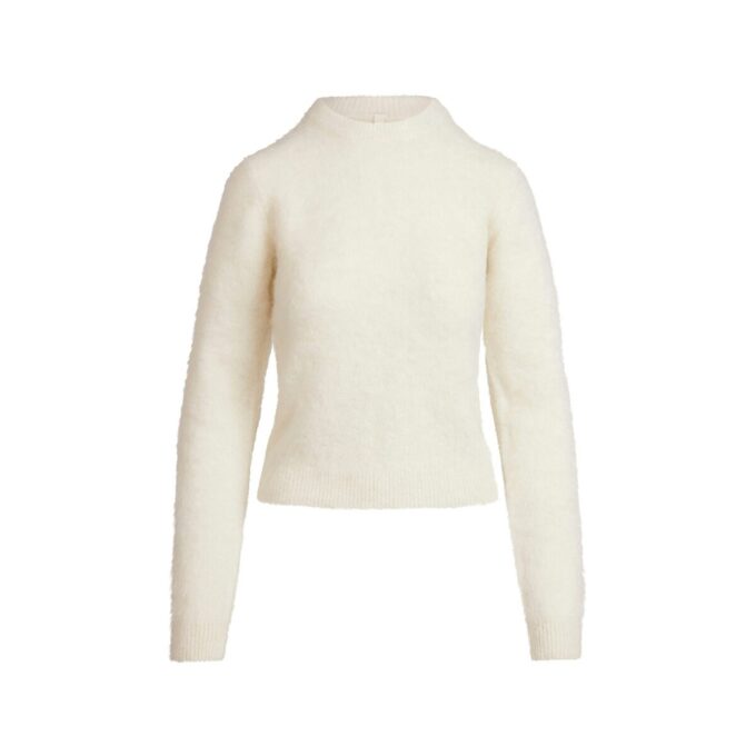 BØRSTET ALPACA-TRØJE MED CREWNECK-HALS
