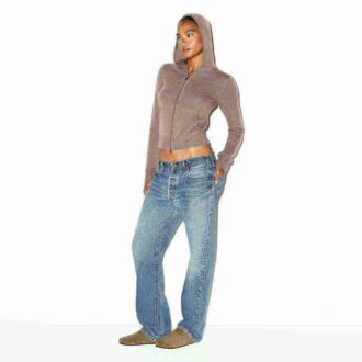 CASHMERE HÆTTETRØJE MED LYNLÅS