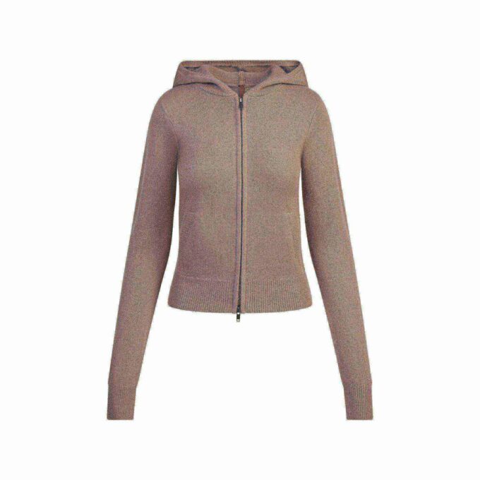 CASHMERE HÆTTETRØJE MED LYNLÅS