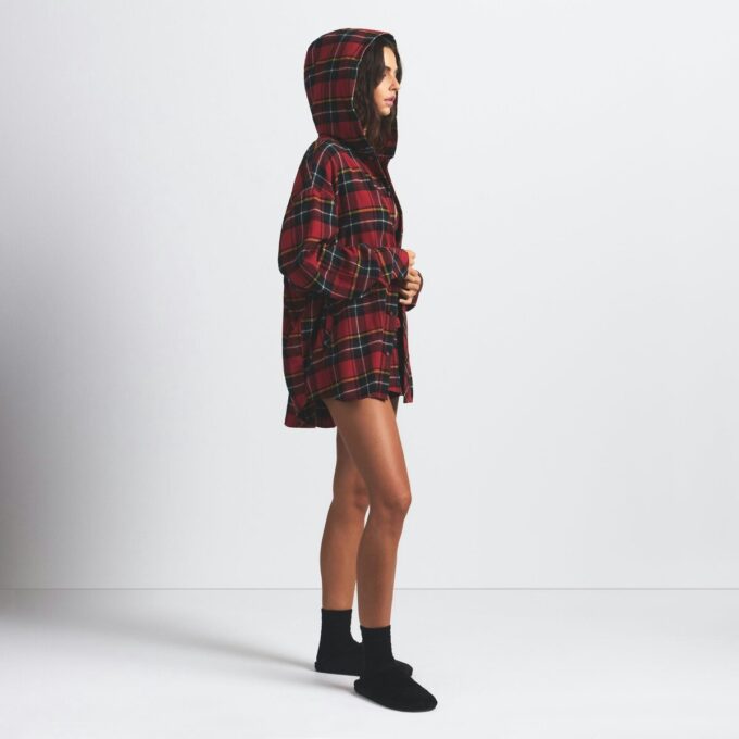 FLANEL SLEEP OVERSIZED HÆTTET SKJORTE MED KNAPPER