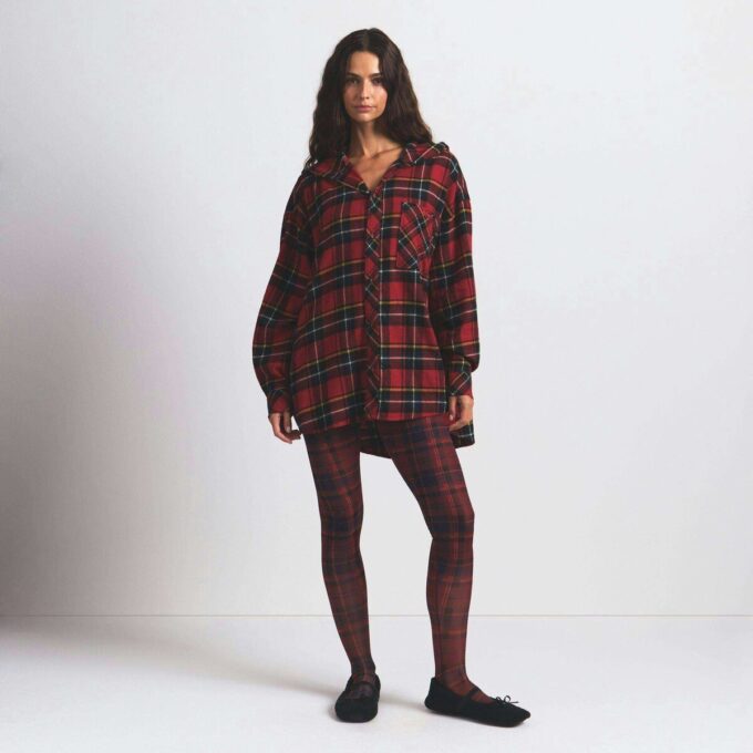 FLANEL SLEEP OVERSIZED HÆTTET SKJORTE MED KNAPPER