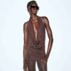 GLATTE LAG DYBT PLUNGE HALTER TOP