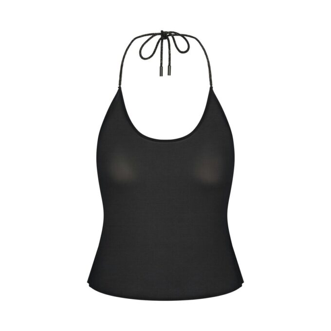 HALTERSTRIKKET CAMI MED SNITTE I SIDEN