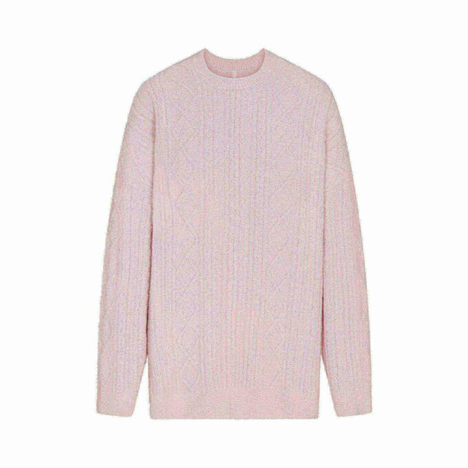HYGGELIG LET OVERSIZERET KABELSTRIKKET TRØJE MED CREWNECK