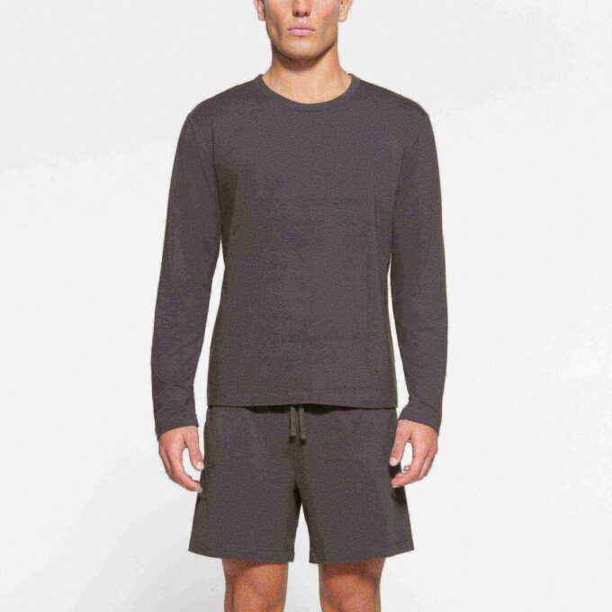 JERSEY LOUNGE HERRE AFSLAPPET LANGERMET T-SHIRT