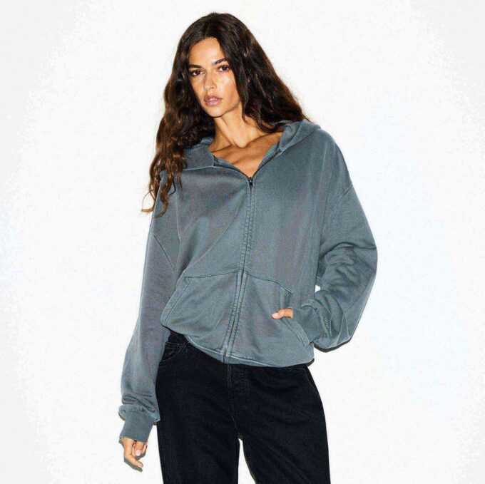 KÆRESTEFLEECE OVERSIZED HÆTTETRØJE MED LYNLÅS