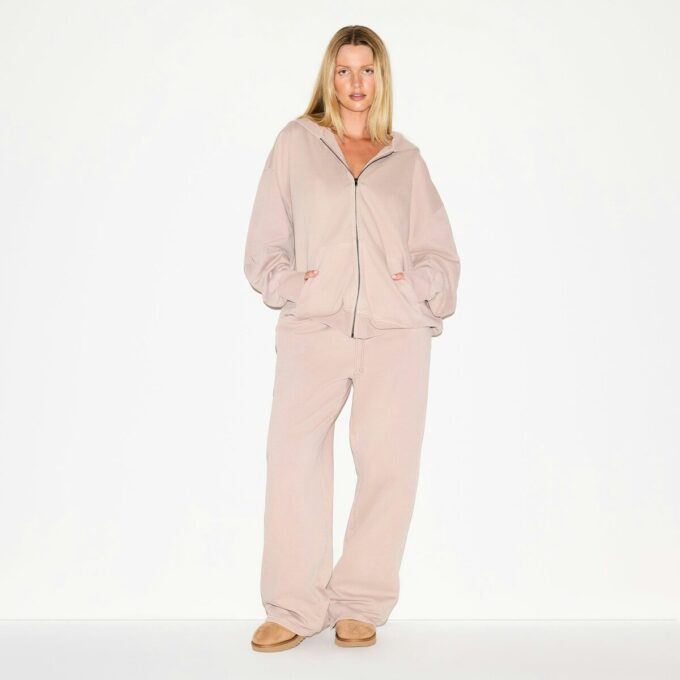 KÆRESTEFLEECE OVERSIZED HÆTTETRØJE MED LYNLÅS