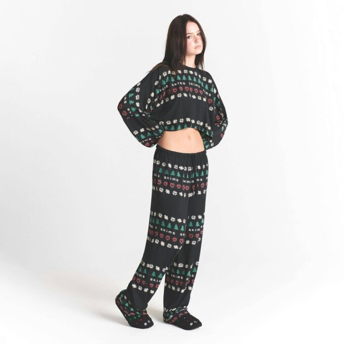KAKTUS PLANTE FLEA MARKET X SKIMS SKIMS SLEEP CROPPED LANGE ÆRMER OG BUKSER SÆT