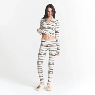 Kaktusplante Loppemarked X Skummet bomuldsrib Henley og leggingssæt