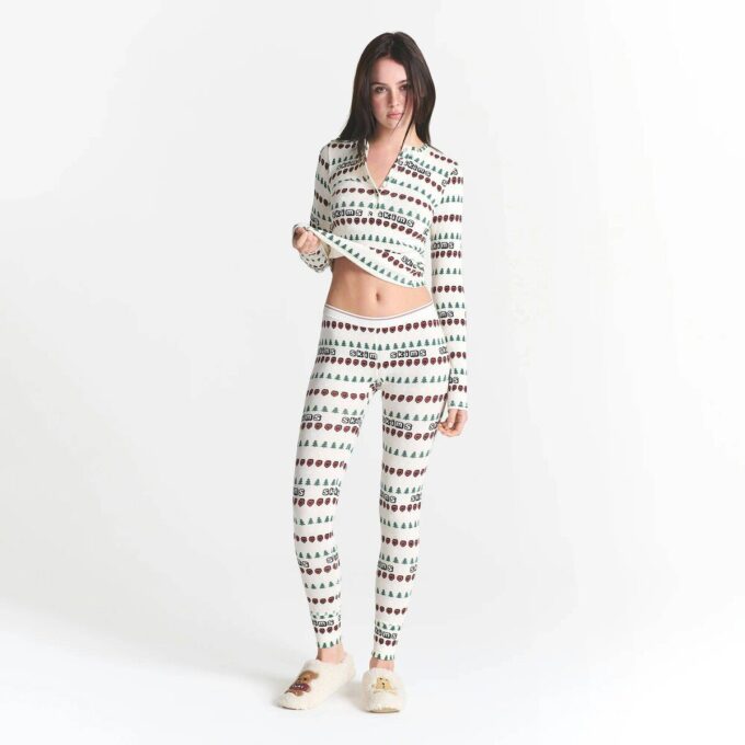 Kaktusplante Loppemarked X Skummet bomuldsrib Henley og leggingssæt