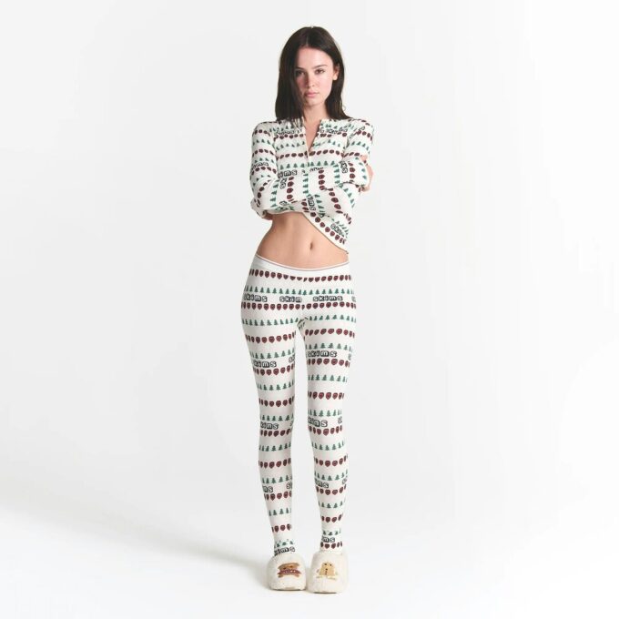 Kaktusplante Loppemarked X Skummet bomuldsrib Henley og leggingssæt