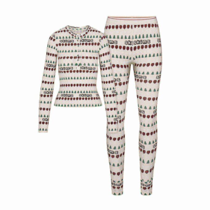 Kaktusplante Loppemarked X Skummet bomuldsrib Henley og leggingssæt