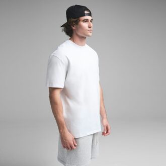 KRAFTIGT BOMULD HERRE T-SHIRT MED AFSLAPPET OG TYKKE