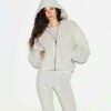 KRAFTIGT FLEECE BOXY HÆTTETRØJE MED LYNLÅS