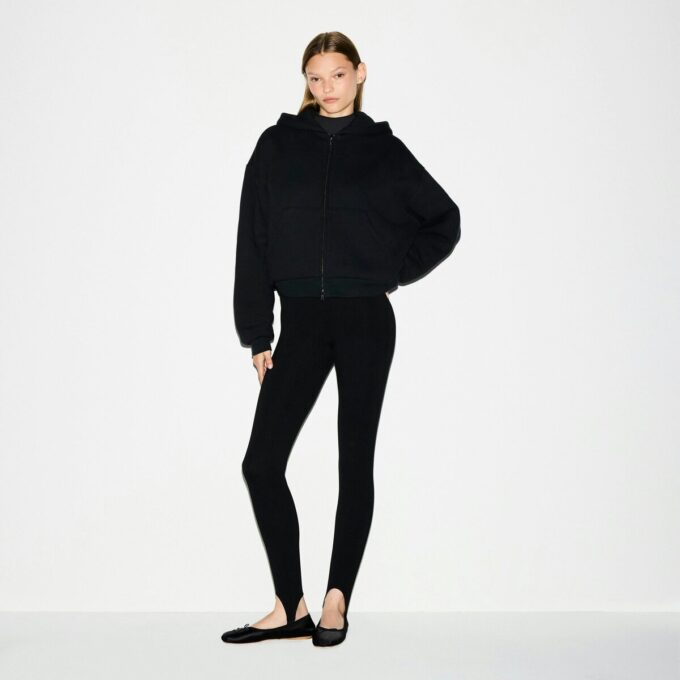 KRAFTIGT FLEECE BOXY HÆTTETRØJE MED LYNLÅS