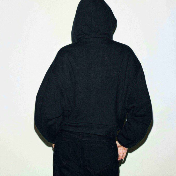 KRAFTIGT FLEECE BOXY HÆTTETRØJE MED LYNLÅS