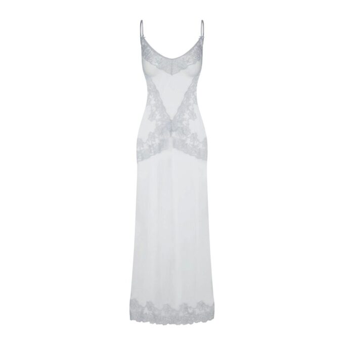 LANG SLIPKJOLE MED BRODERI I LINGERIE