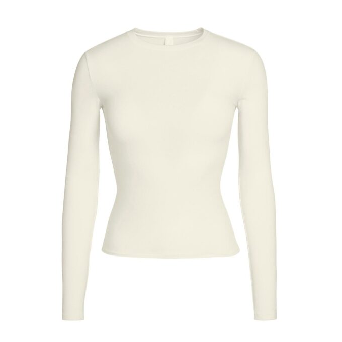 Langærmet T-shirt i bomuldsjersey