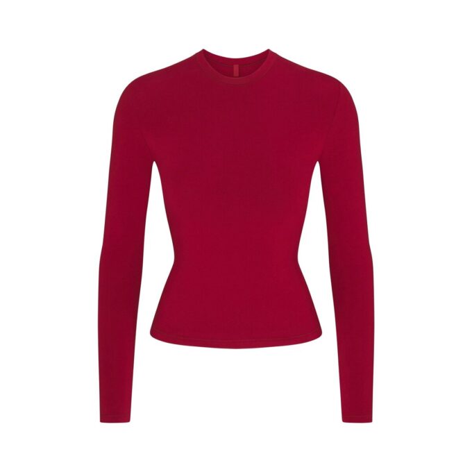 Langærmet T-shirt i bomuldsjersey