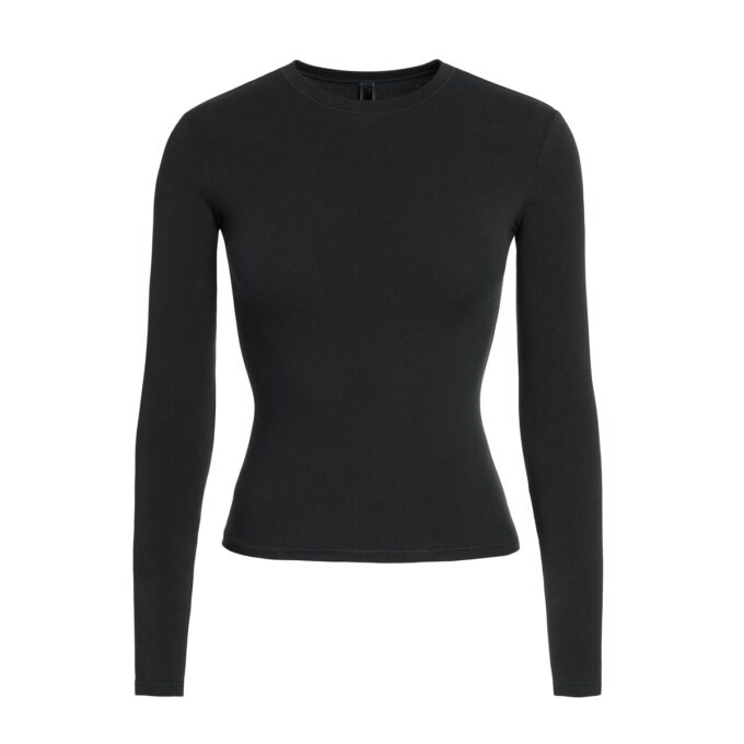 Langærmet T-shirt i bomuldsjersey