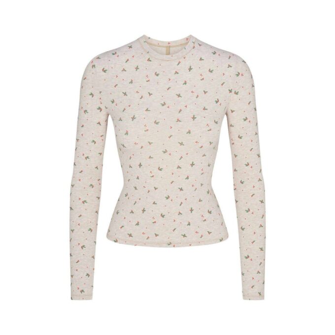 Langærmet T-shirt i bomuldsjersey