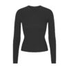 Langærmet T-shirt i ribbet bomuld