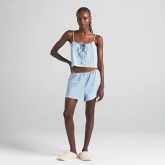 Natbluse i bomuldspoplin