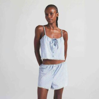 Natbluse i bomuldspoplin