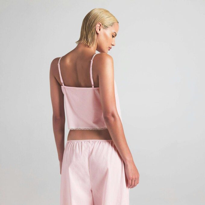 Natbluse i bomuldspoplin