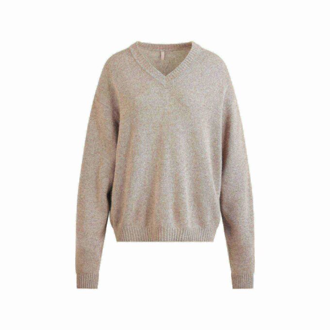 OVERSIZED ULD OG CASHMERE TRØJE MED V-HALS