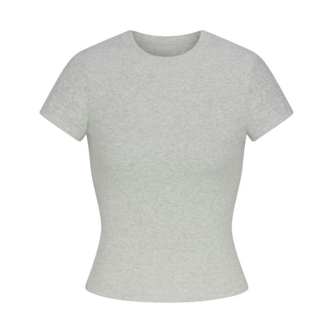 RIBBEDE BOMULDST-T-SHIRT