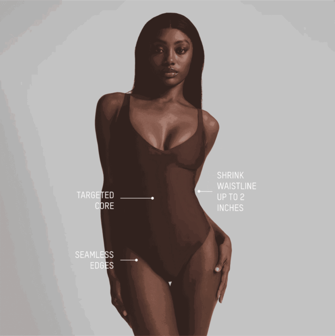 SKIMS BODY CORE SCULPT PLUNGE THONG-BODYSUIT