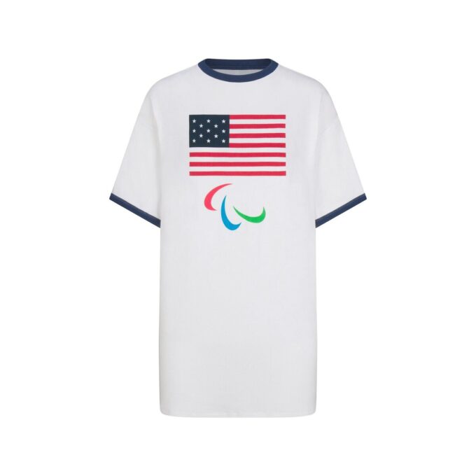 SKIMS TIL TEAM USA MINIKJOLE T-SHIRT I RIBBOMULD MED PARALYMPISKE SPIL