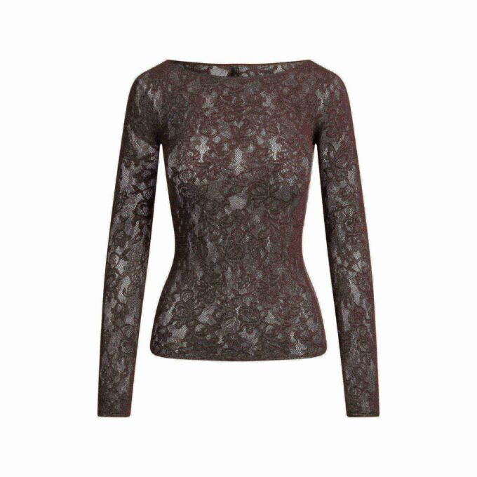 STRIKKET BLONDE TOP MED BÅDEHALSDÆKK STRIKKET BLONDE TOP MED BÅDEHALSDÆKK