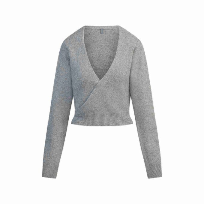 TEKSTURERET STRIKKET WRAP-TRØJE