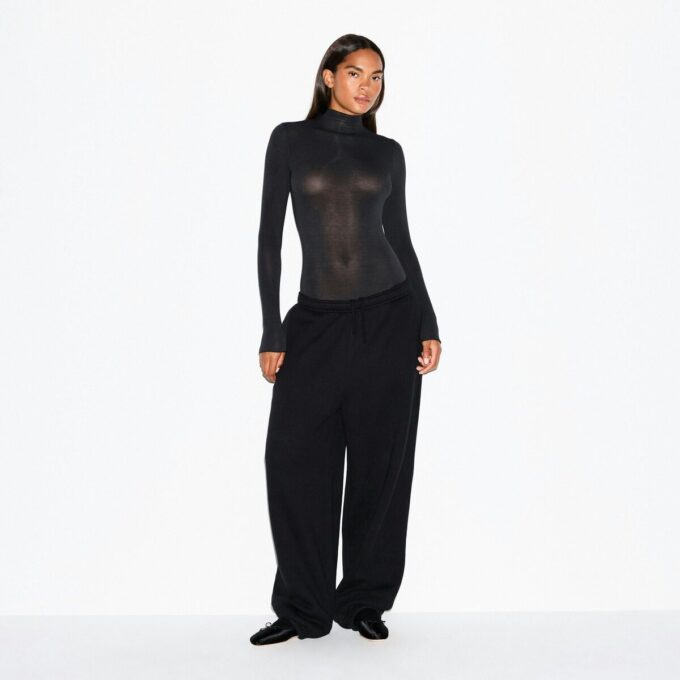 TRANSPARENT MODAL LANGE ÆRMER TURTLENECK-BODYSUIT