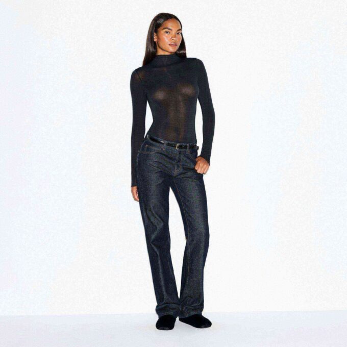 TRANSPARENT MODAL LANGE ÆRMER TURTLENECK-BODYSUIT