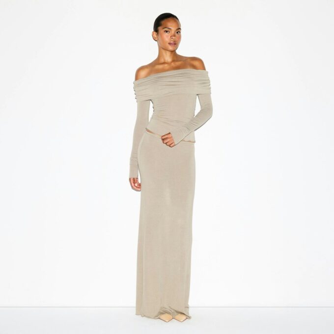 TRANSPARENT MODAL OFF THE SHOULDER TOP