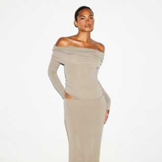 TRANSPARENT MODAL OFF THE SHOULDER TOP