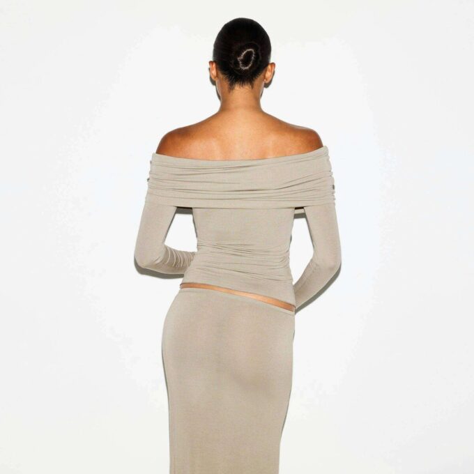 TRANSPARENT MODAL OFF THE SHOULDER TOP
