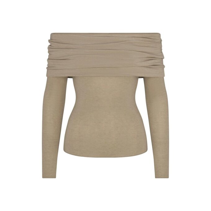 TRANSPARENT MODAL OFF THE SHOULDER TOP