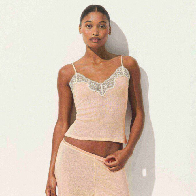 TRANSPARENT RIB-BLONDE CAMI