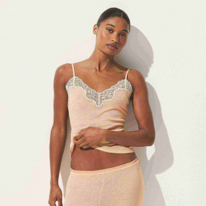 TRANSPARENT RIB-BLONDE CAMI